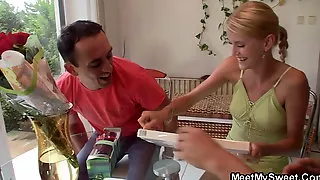 Birthday leads to threesome with his old parents