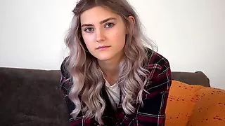 Nervous cutie Tieny Mieny shows her hymen for the first time