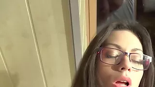 Geeky teen fucked and facialized by lucky grandpa