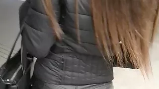 Tight leather pants girl