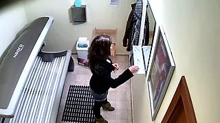 Hidden Cam Young Girl is Touching her Pussy in Solarium