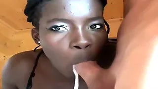 Blond joins ebony girl and friend (sauna)