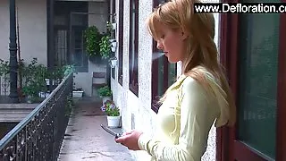 Horny shy young blondie