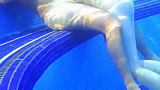 peeping underwater on the pool therme sauna spa