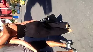 Asian thong in see thru black dress