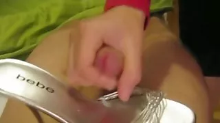 Cum on shoes and legs