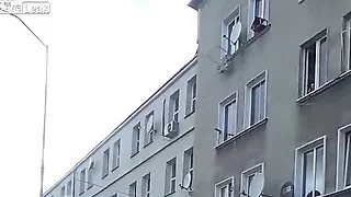 Naked Polish girl on the street.
