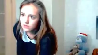 Sexy teen showing her pert breasts then masturbating naked