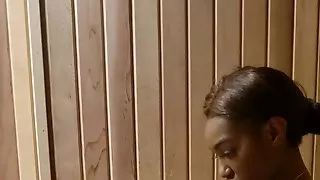Candid Ebony Brickhouse in Sauna