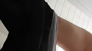 Office toilet risky voyeur Wc under stall