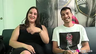 Chubby brunette has always wanted to be drilled by JD's meat