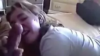 She sucks the head, I then cum on her face