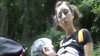 Grandpa seduces his friend in the forest