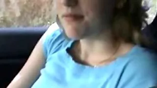 Shy blonde hitchhiking grrrrl seduced at parking place