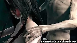 Busty 3D Babe Sucks and Fucks a Zombie