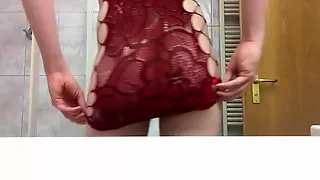 Red Dress Young Crossdresser fuck her ass